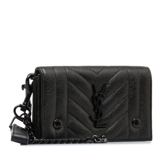 SAINT LAURENT Classic Monogram Matelasse Short Chain Flap Wallet Clutch Bag - Picture 2 of 12